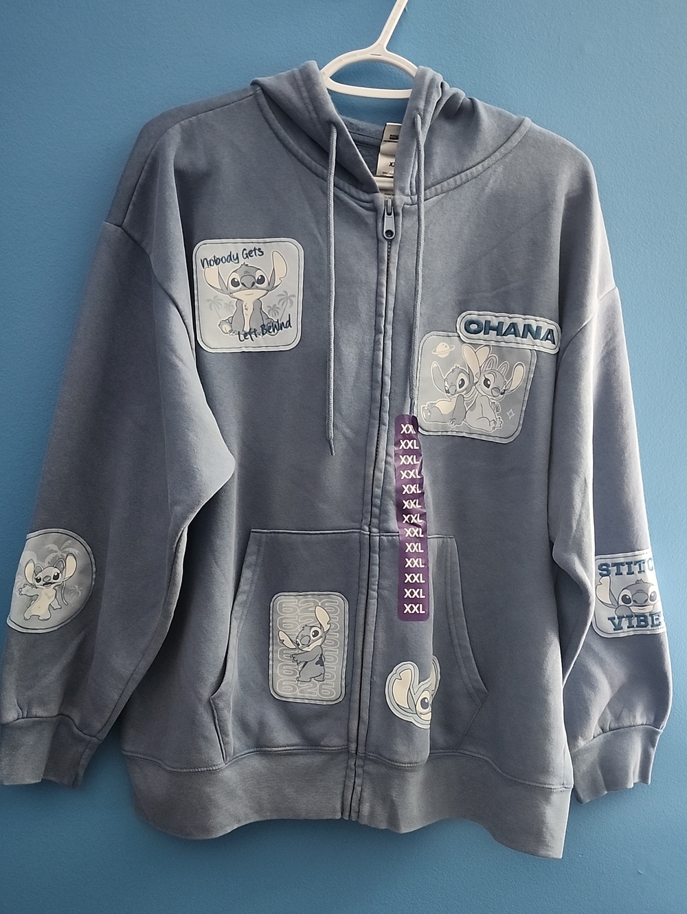 Womens Ohana Stitch Graphic Zip-Up Hoodie - Blue